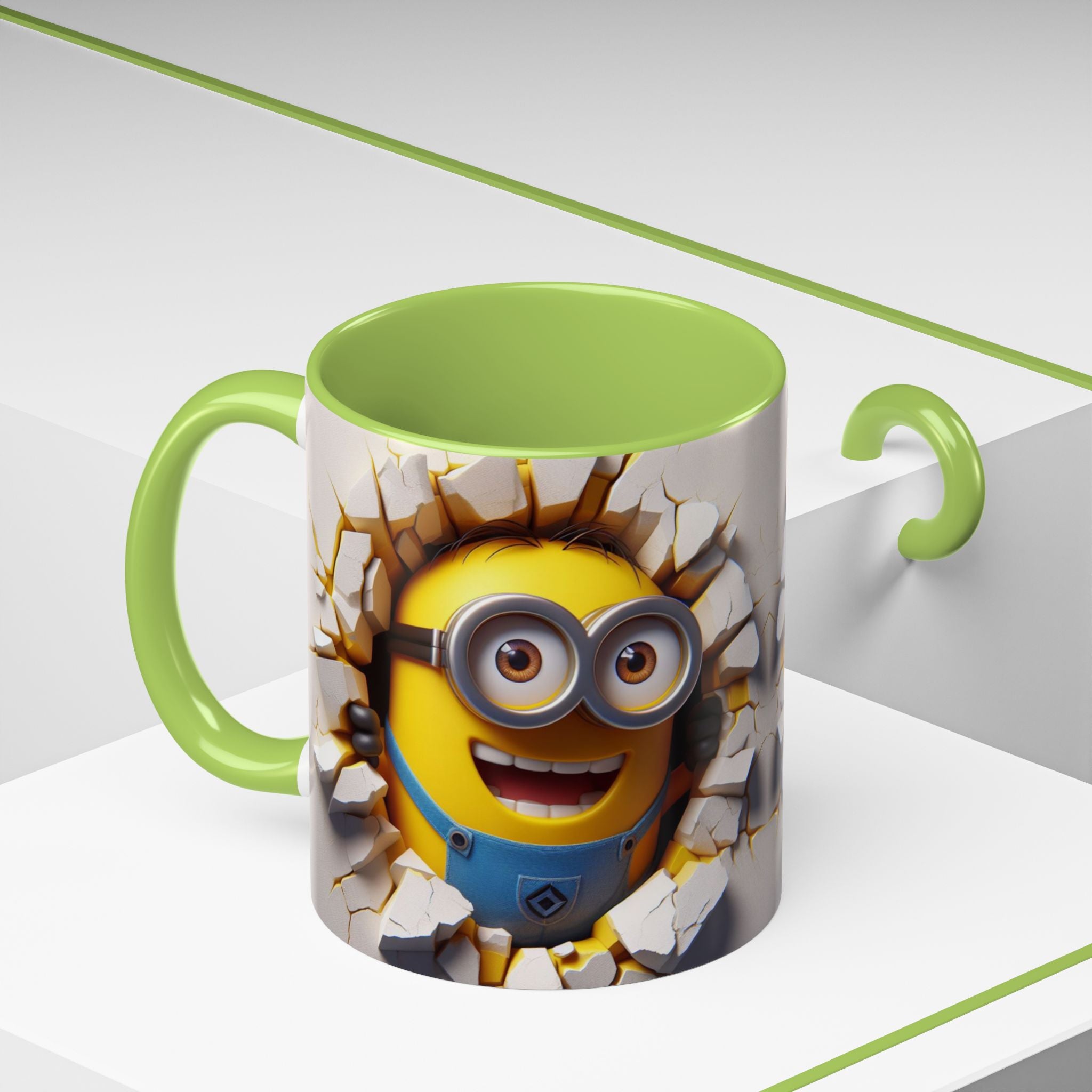 Minion "Breaking Wall" Accent Coffee Mug — Funny Cartoon Movie Character 11/15oz