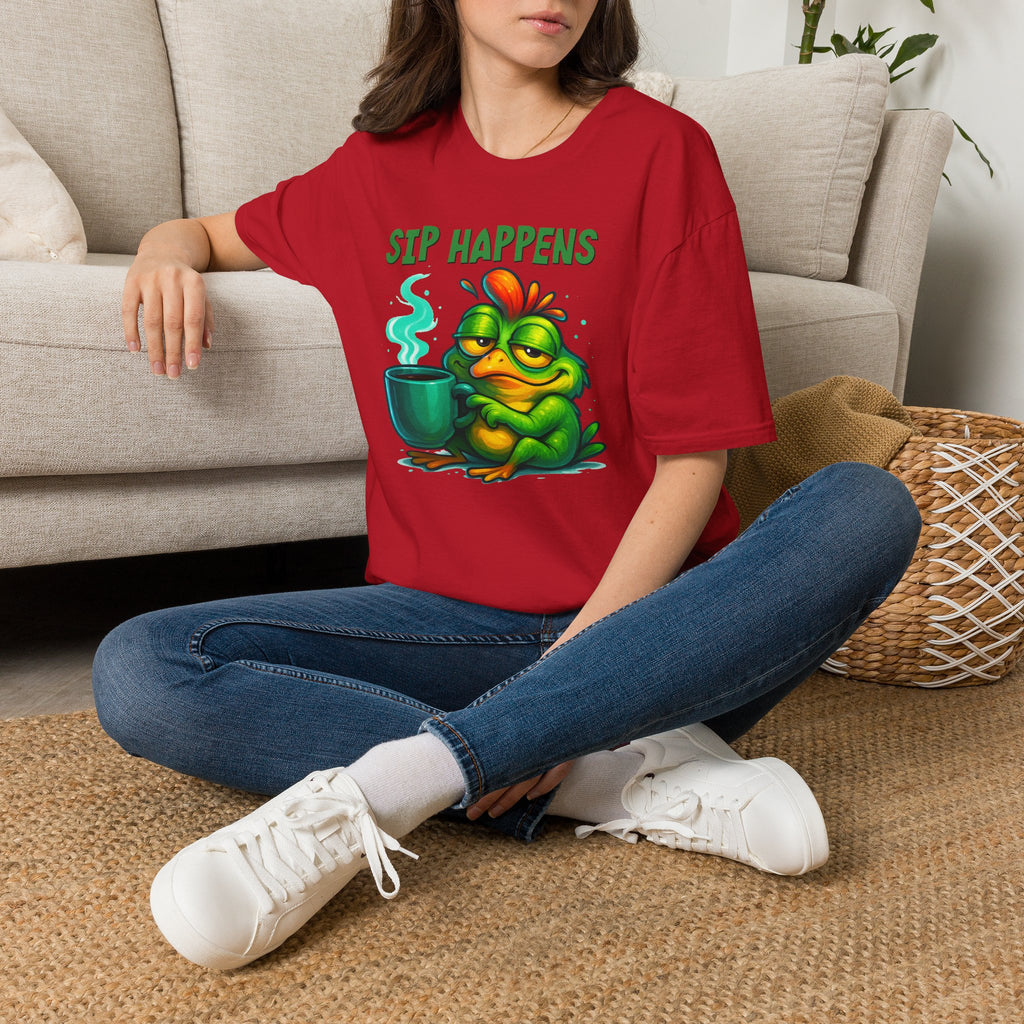 Sip Happens Frog T-Shirt — Funny Coffee Lover Tee