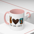 Peace • Love • Coffee Accent Mug — Leopard Peace Sign Coffee Lover Gift