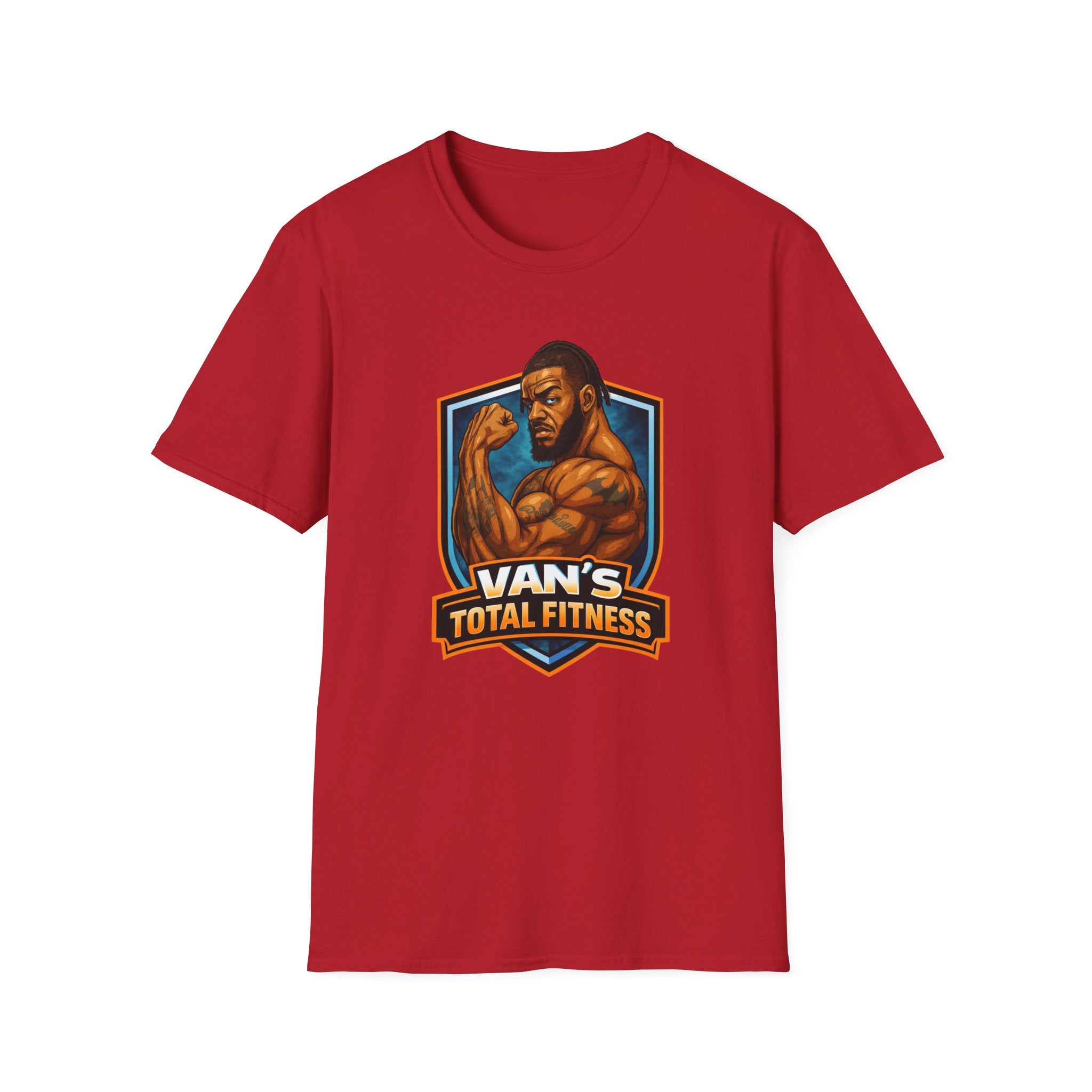 Van's Total Fitness T-Shirt | Muscular Bodybuilder Logo Tee