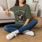 Death Before Decaf Coffee T-Shirt — Bold Skull Coffee Lover Tee