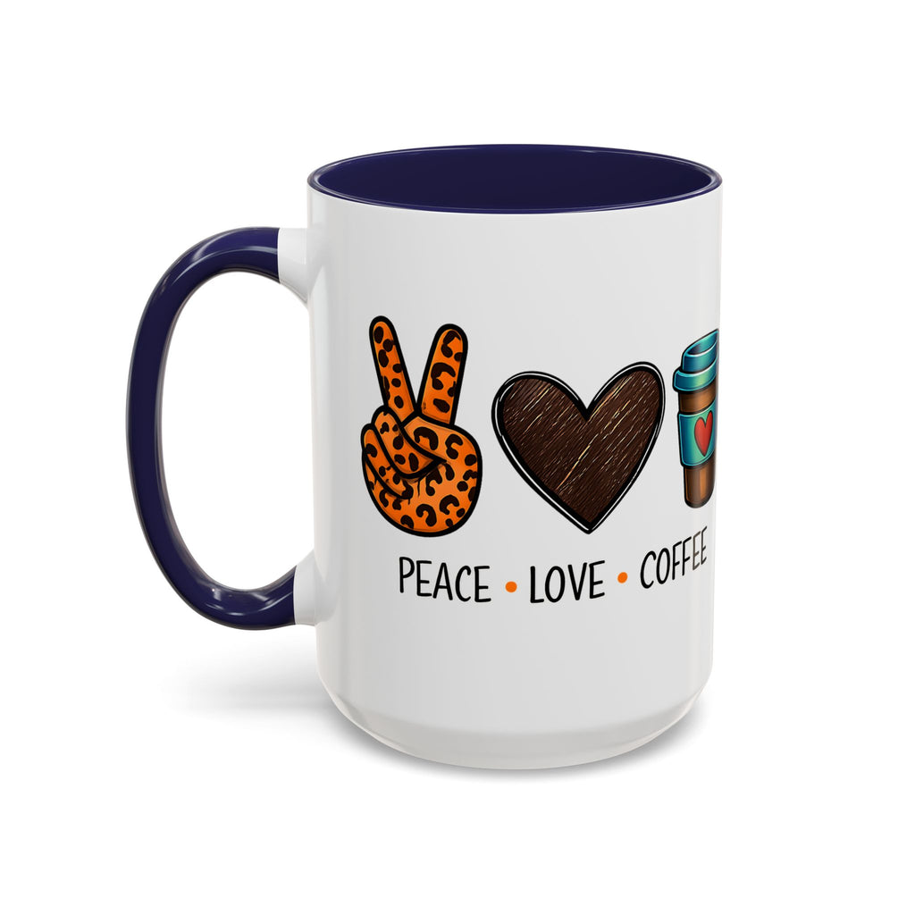 Peace • Love • Coffee Accent Mug — Leopard Peace Sign Coffee Lover Gift