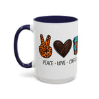 Peace • Love • Coffee Accent Mug — Leopard Peace Sign Coffee Lover Gift