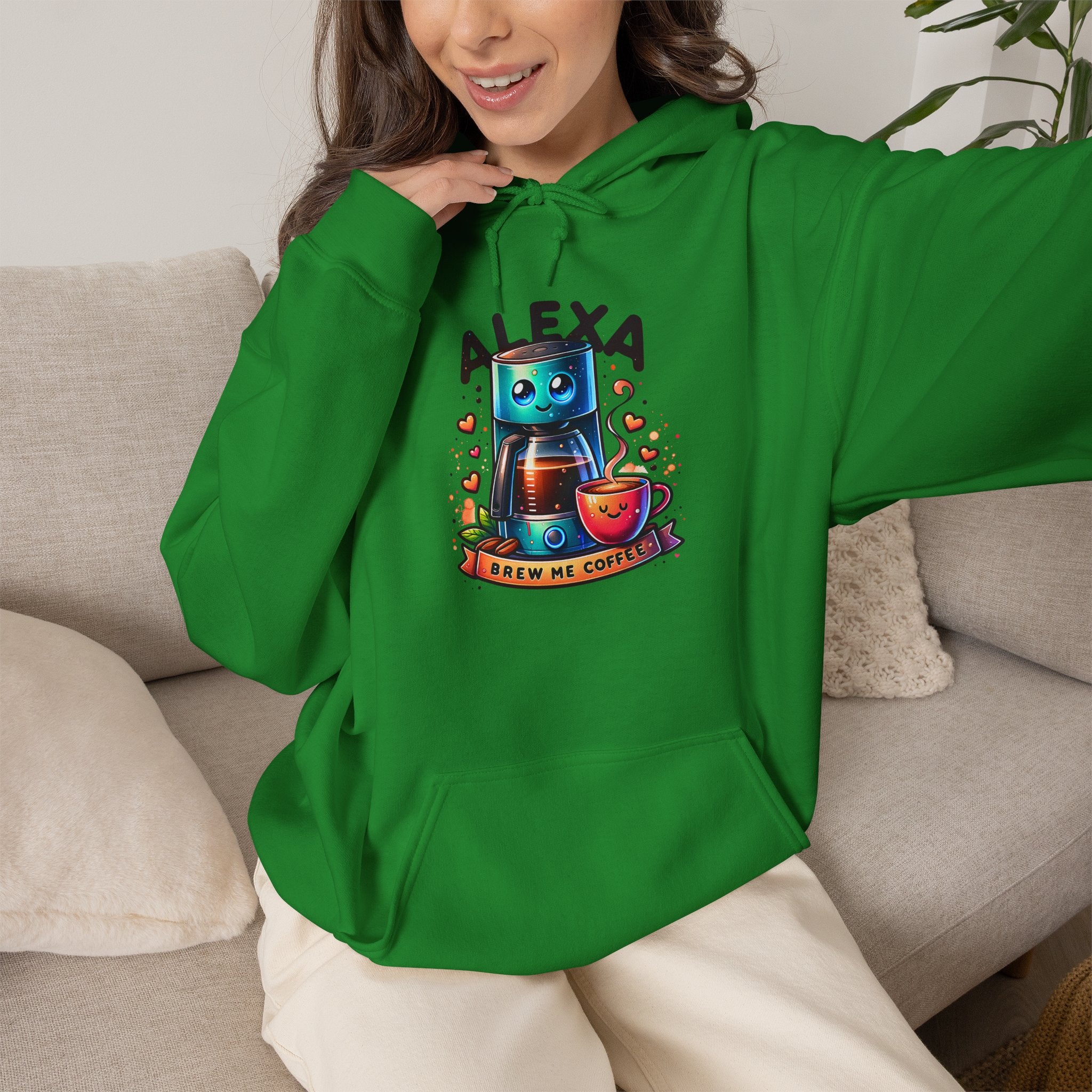 Alexa Coffee Maker Hoodie — Cute Coffee Maker with Coffee Illustration