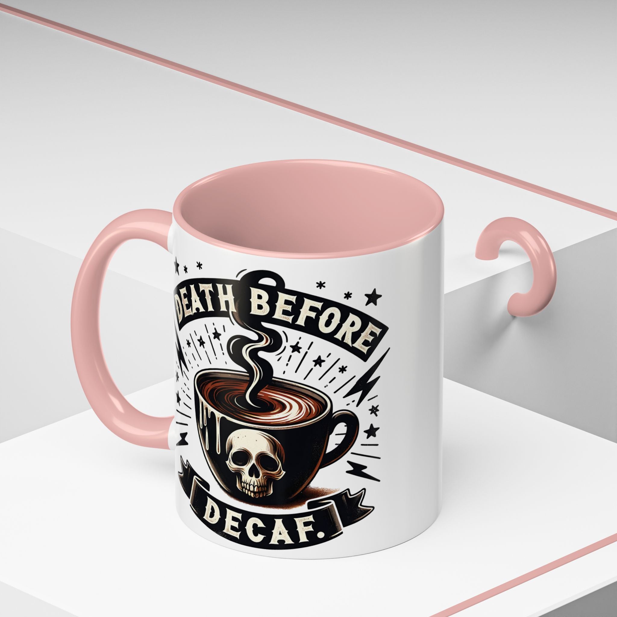 Death Before Decaf Coffee Mug — Skull Coffee Lover Gift (11/15oz)