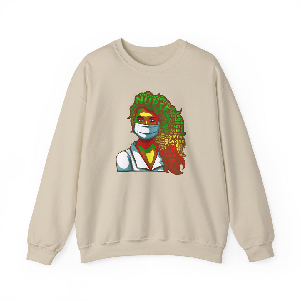 Nurse Hero Crewneck Sweatshirt — "Nurse: Queen of Care" Medical Tribute