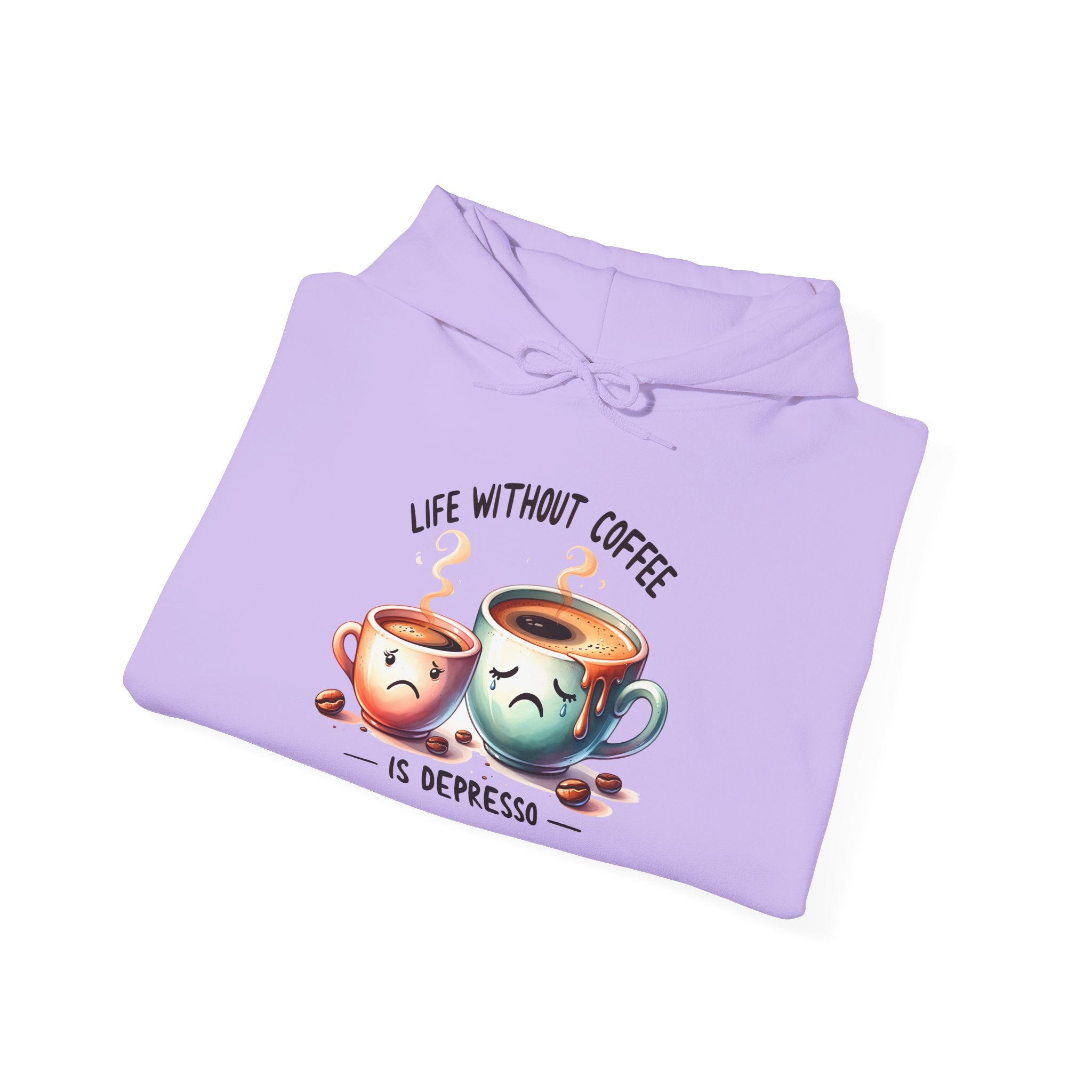 “Life Without Coffee Is Depresso” Cute Cartoon Coffee Hoodie — Coffee Lovers Hoodie