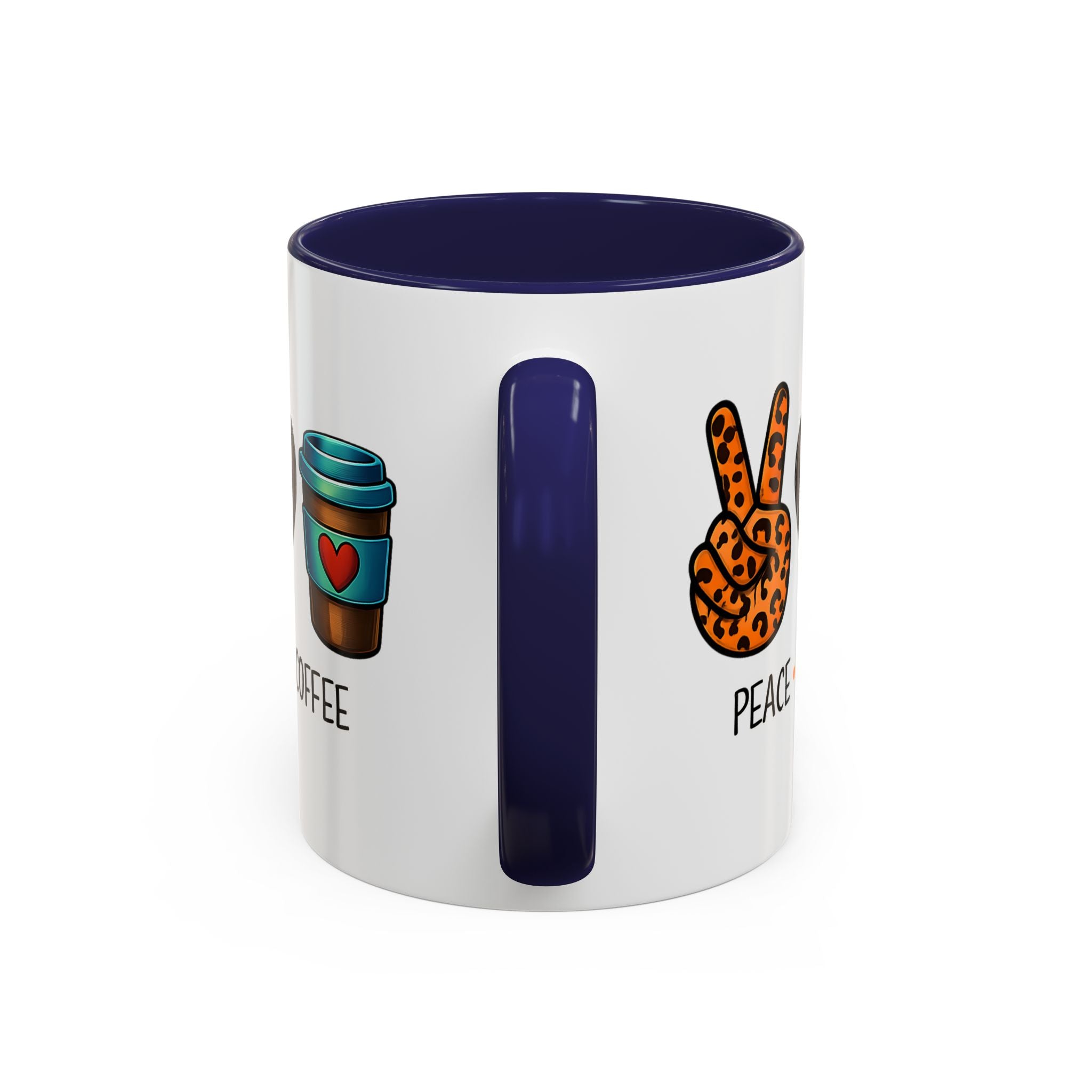 Peace • Love • Coffee Accent Mug — Leopard Peace Sign Coffee Lover Gift