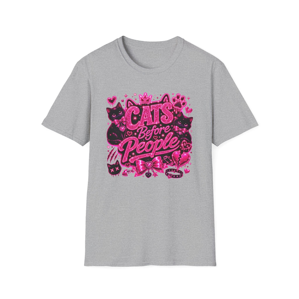 Cats Before People T-Shirt – Cute Pink Cat Graphic Tee