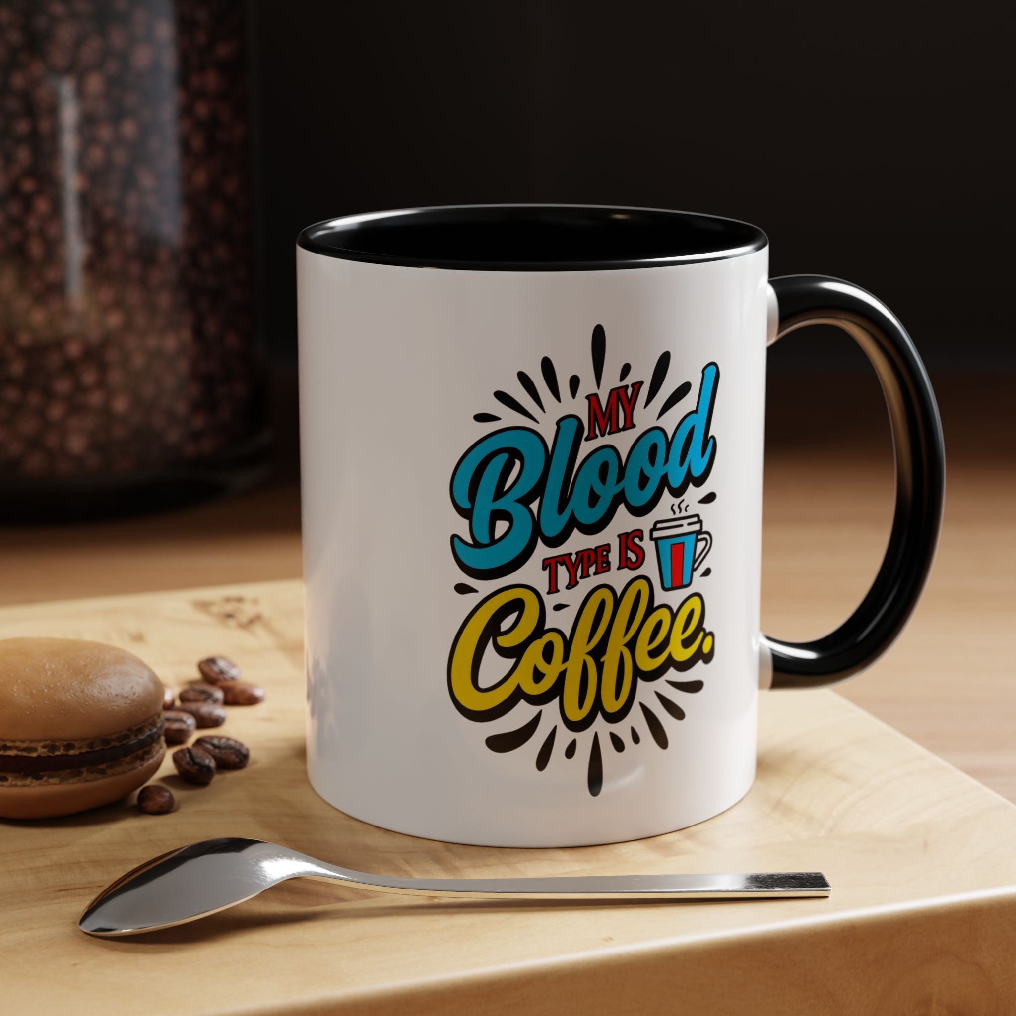 Coffee Mug — "My Blood Type Is Coffee" Accent Ceramic Mug (11/15oz)