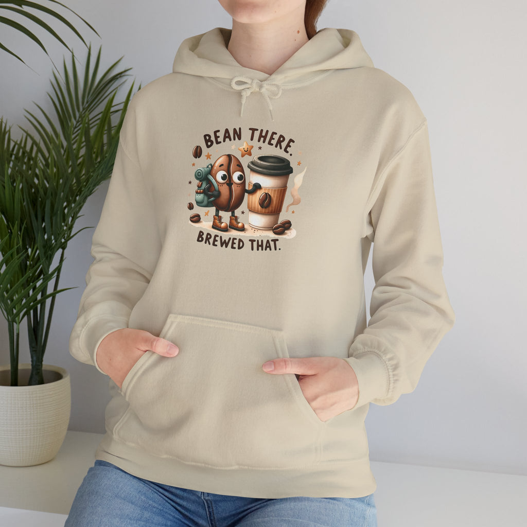 Coffee Hoodie — "Bean There, Brewed That" Cute Coffee Bean Pullover