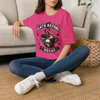 Death Before Decaf Coffee T-Shirt — Bold Skull Coffee Lover Tee