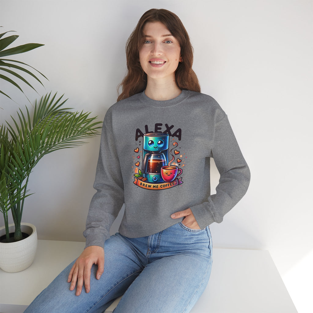 Alexa Coffee Robot Sweatshirt — 'Alexa Brew Me Coffee' Cozy Crewneck