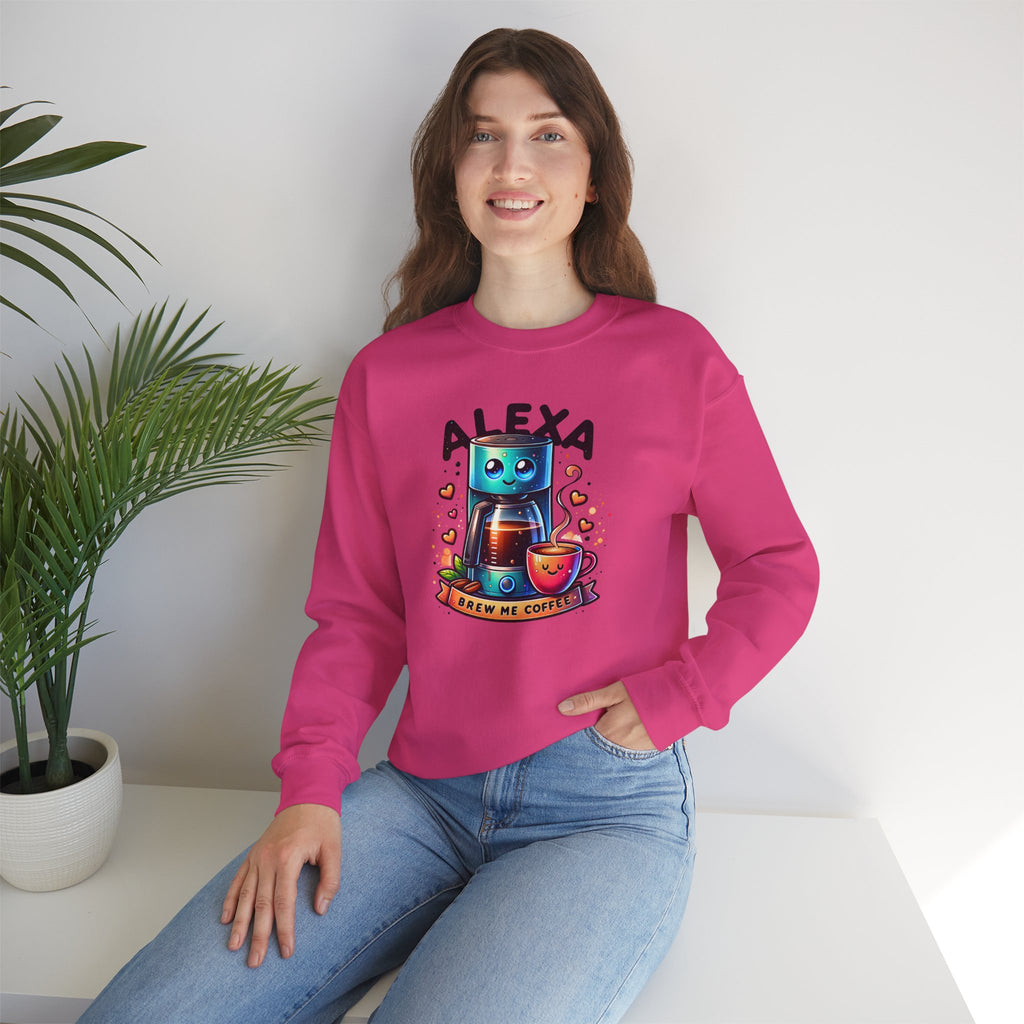 Alexa Coffee Robot Sweatshirt — 'Alexa Brew Me Coffee' Cozy Crewneck