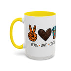 Peace • Love • Coffee Accent Mug — Leopard Peace Sign Coffee Lover Gift