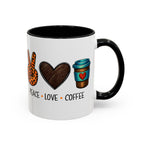 Peace • Love • Coffee Accent Mug — Leopard Peace Sign Coffee Lover Gift