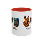 Peace • Love • Coffee Accent Mug — Leopard Peace Sign Coffee Lover Gift
