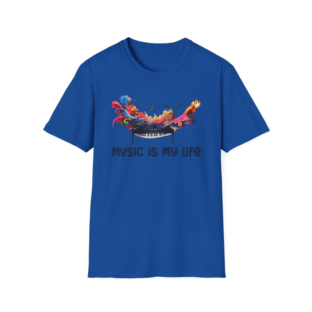Music Is My Life T-Shirt — Colorful Piano Splash Graphic Tee