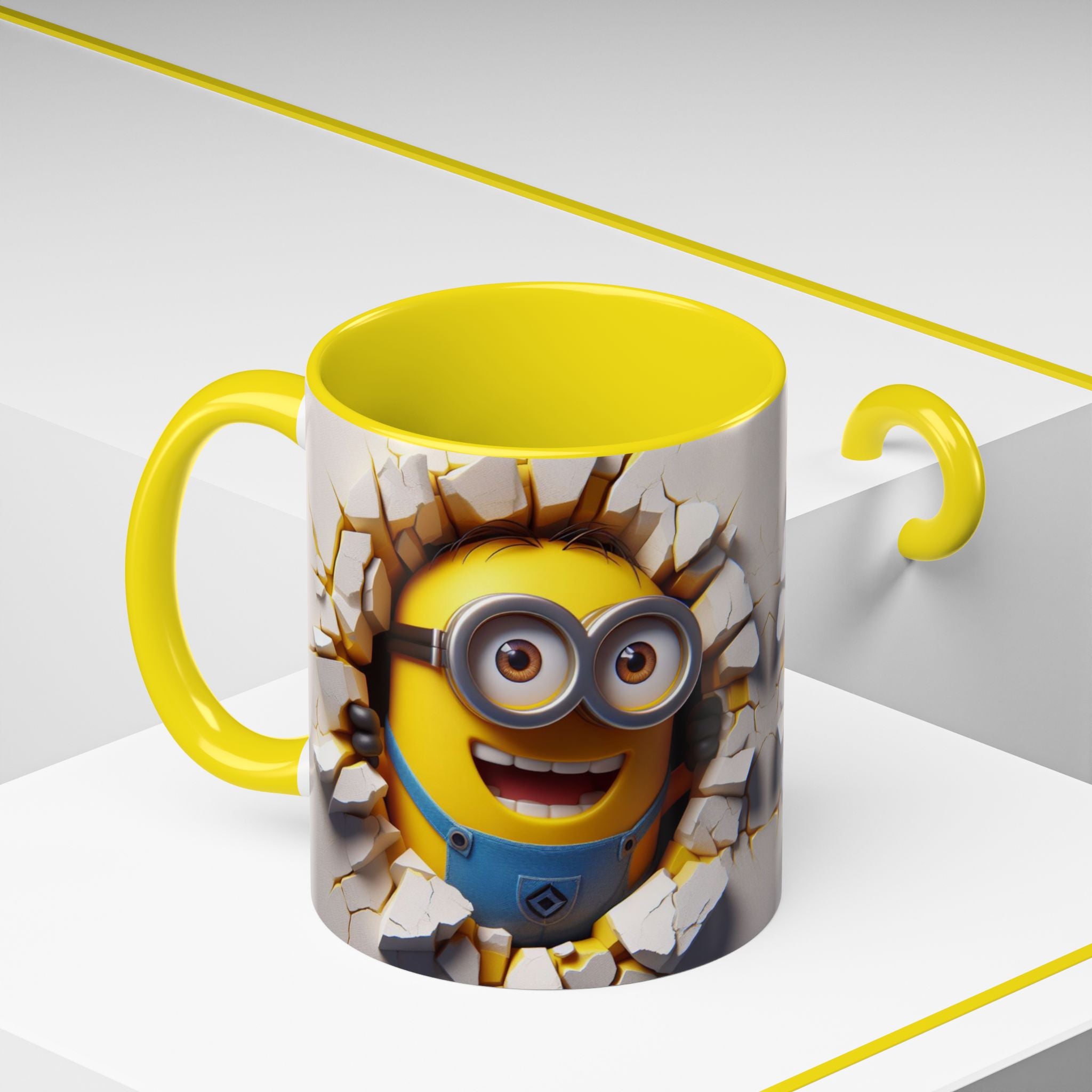 Minion "Breaking Wall" Accent Coffee Mug — Funny Cartoon Movie Character 11/15oz
