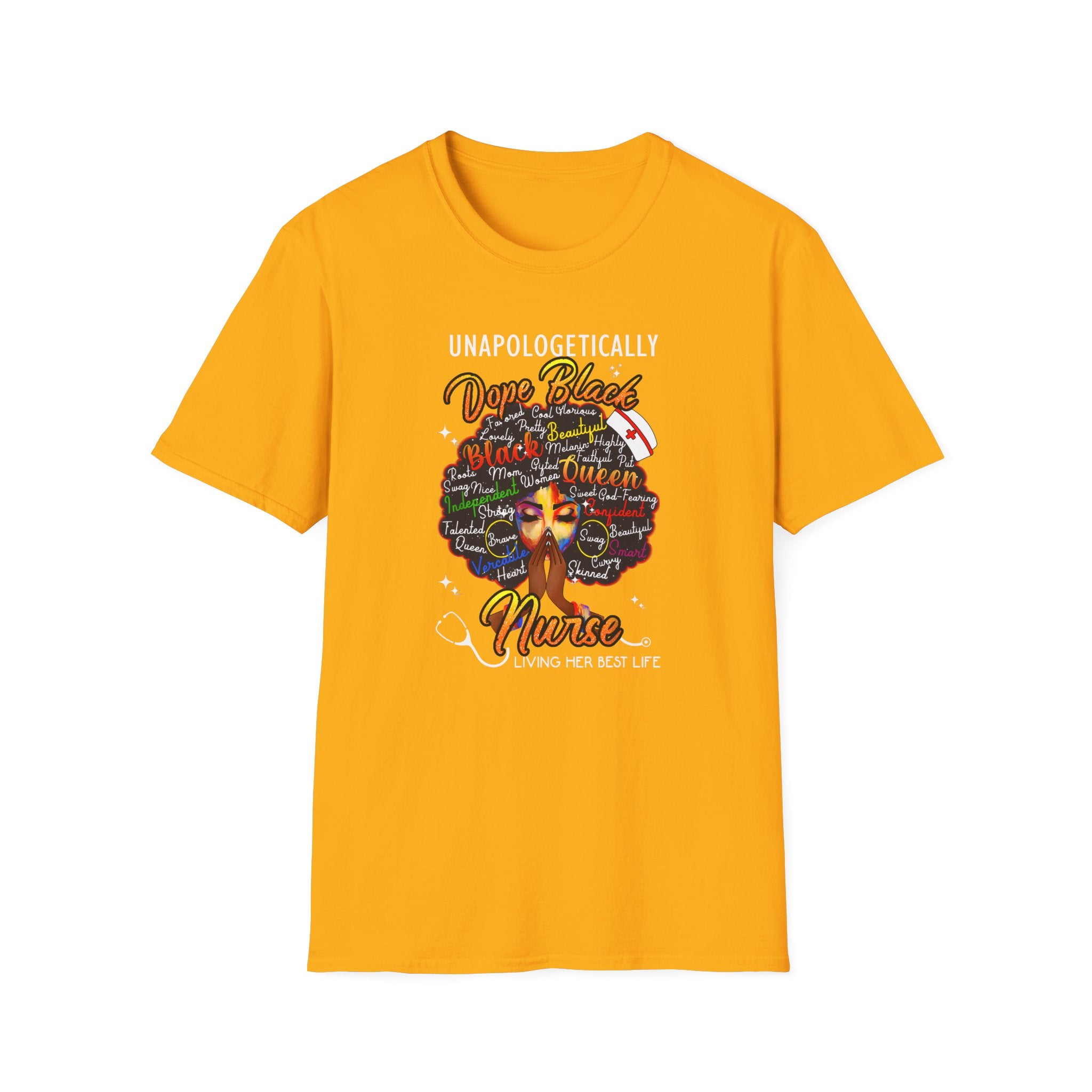 "Unapologetically Dope" Inspirational African American Nurse Tee — Black Afro Nurse T-Shirt