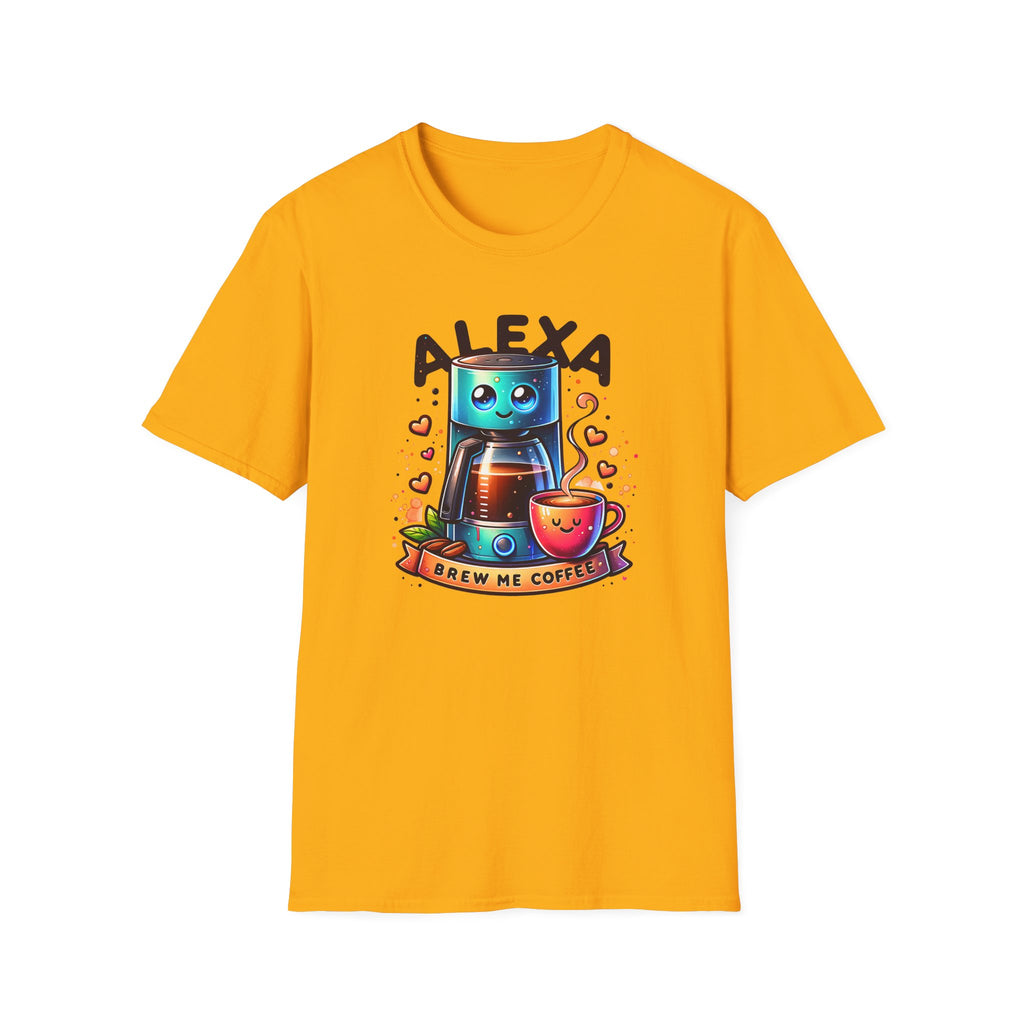 Alexa Coffee Robot T‑Shirt — Cute Brew Me Coffee Tee for Coffee Lovers