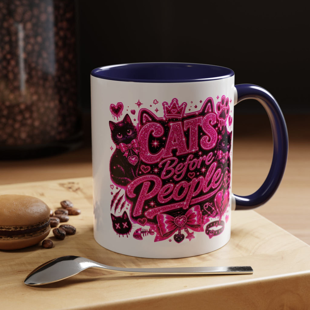 Cats Before People Coffee Mug — Pink Cat Lover Gift (11/15oz)