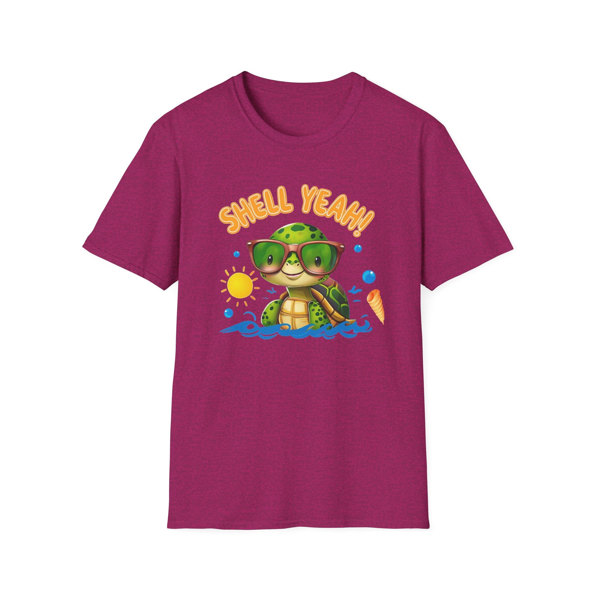 Shell Yeah Turtle T-Shirt — Cute Summer Beach Tee with Sunglasses & Surfboard