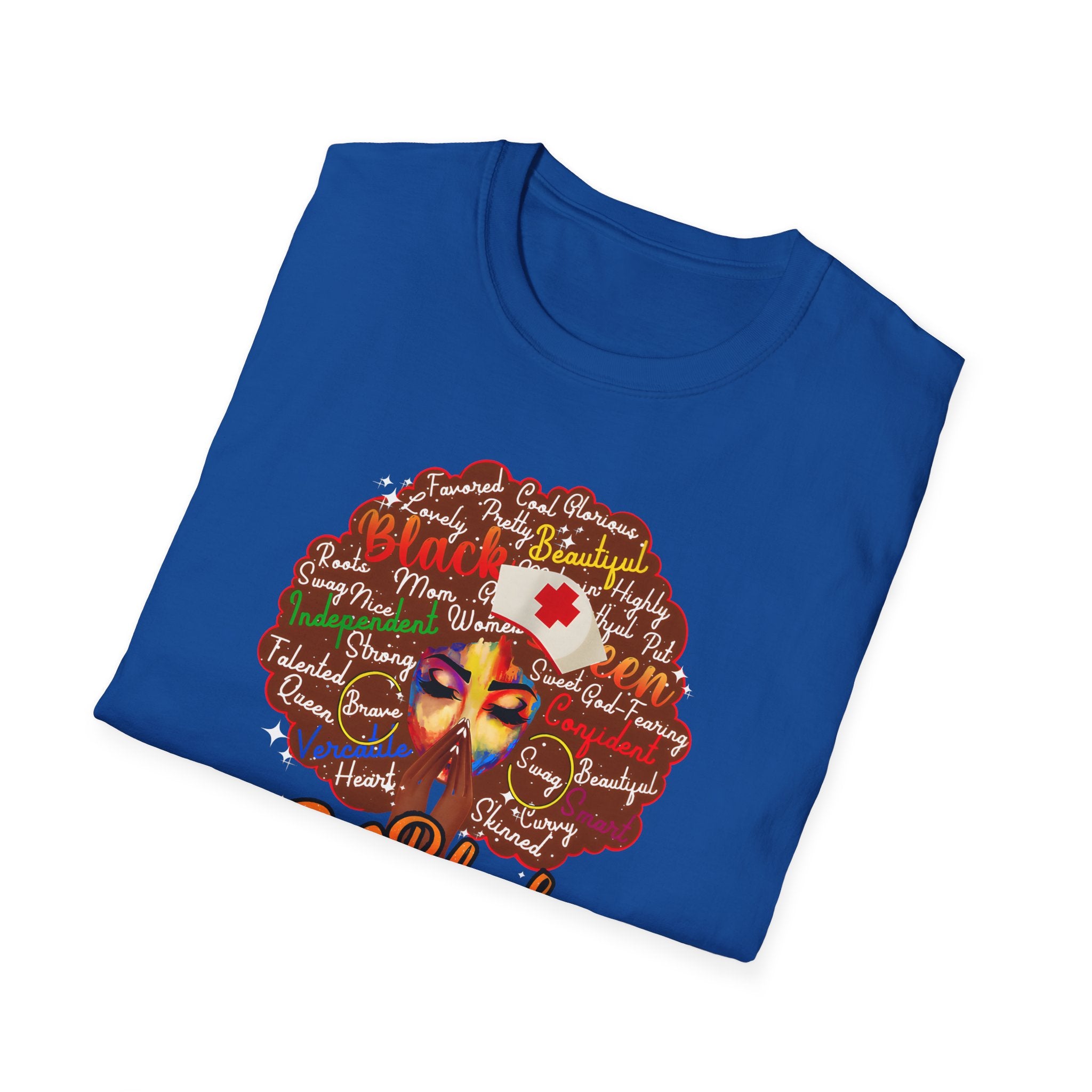 Black Nurse Magic T-Shirt — Nurse w/Brown Afro Illustration with Inspirational Words