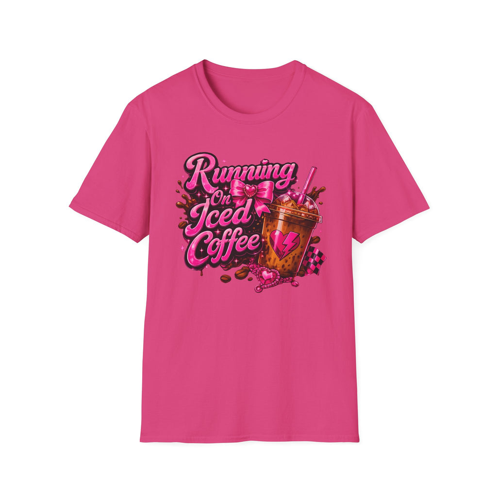 Running on Iced Coffee T-Shirt — Cute Pink Coffee Graphic Tee