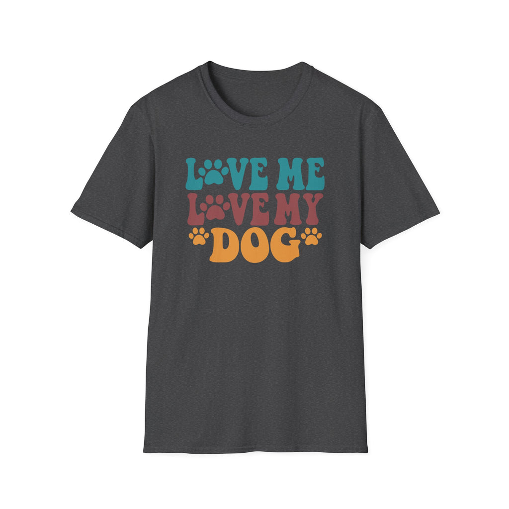 Love Me Love My Dog T-Shirt — Retro Paw Print Dog Lover Tee