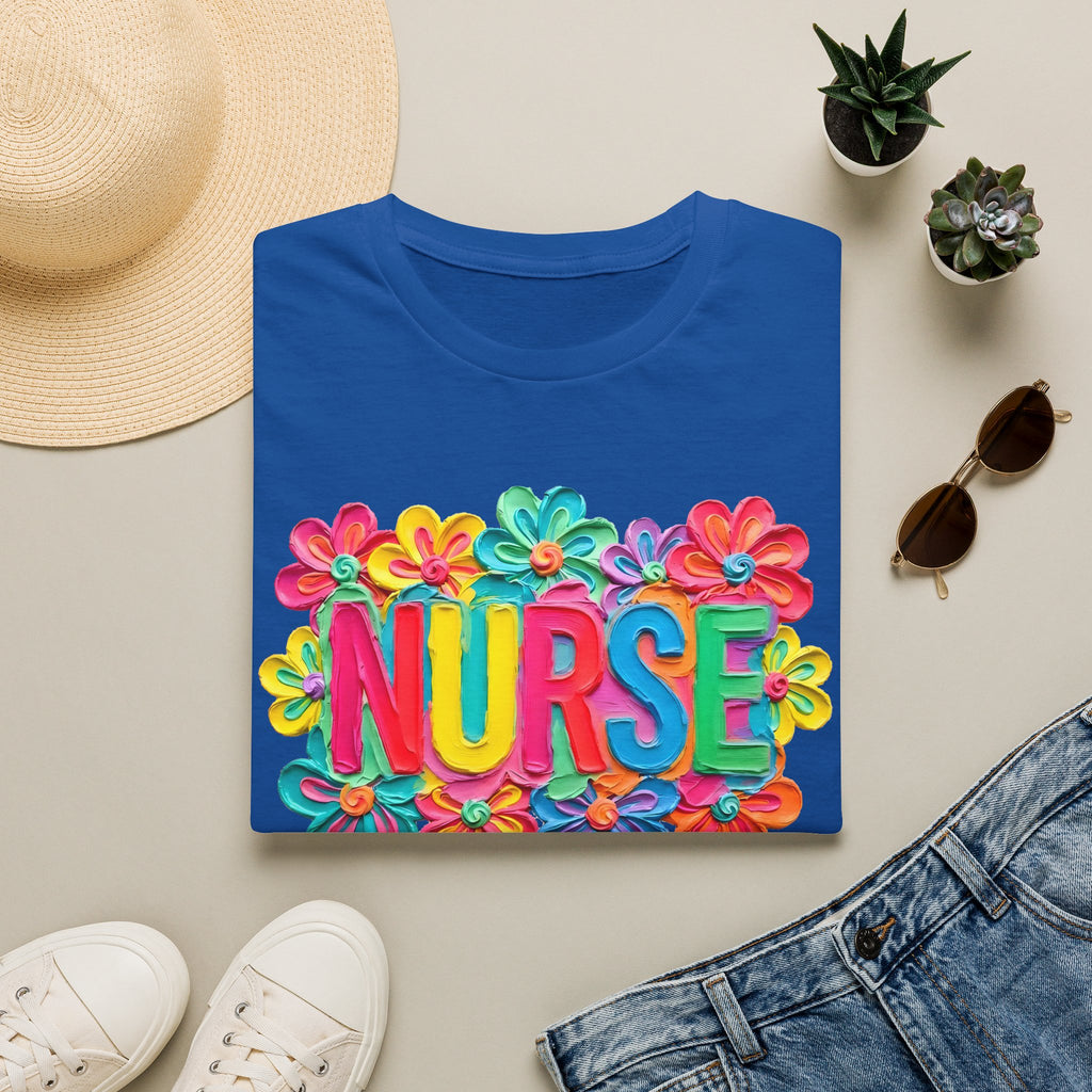 Nurse Floral Rainbow T-Shirt — Colorful Flower Tribute for Nurses