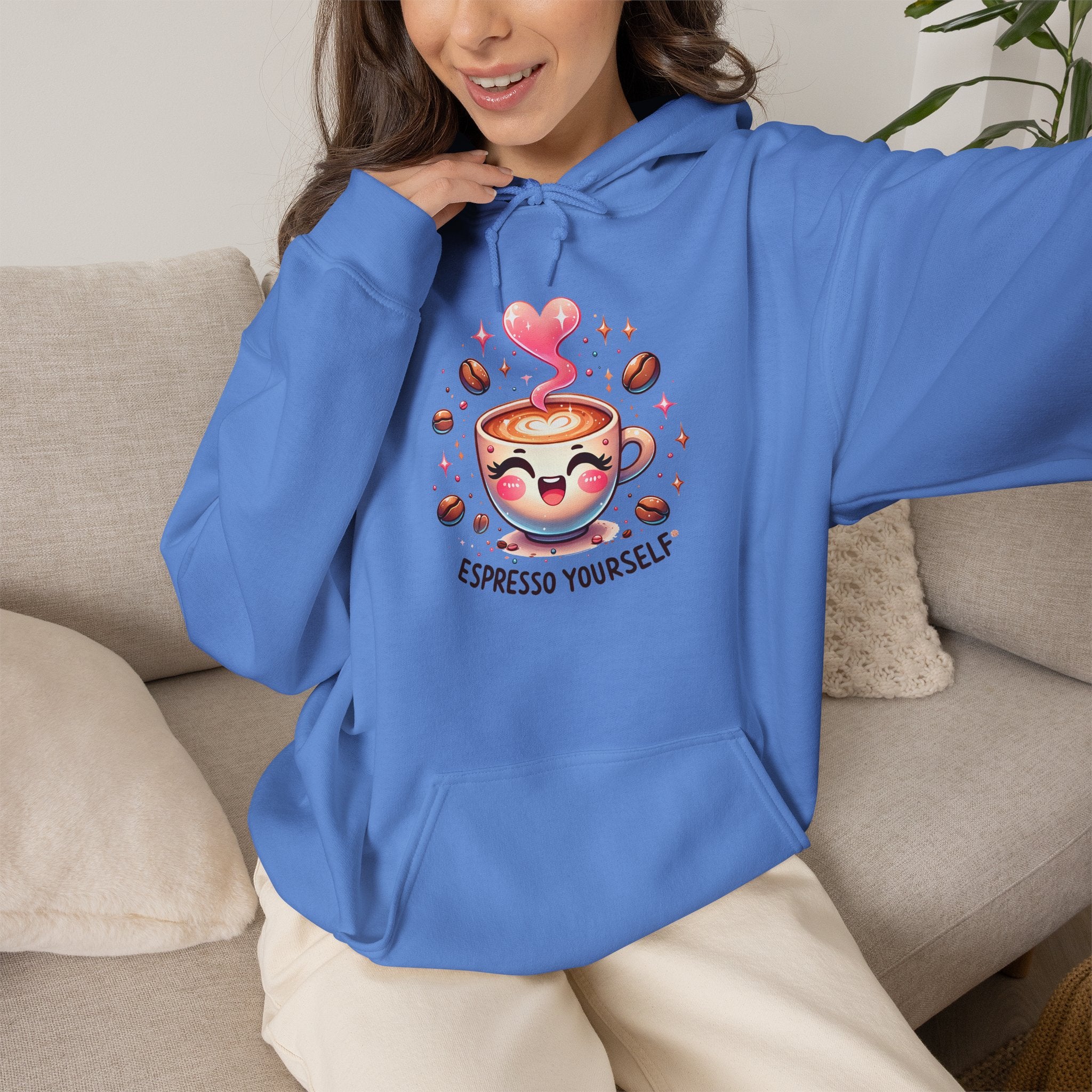 Espresso Yourself Hoodie - Cute Coffee Cup Graphic Hoodie for Coffee Lovers