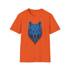 Blue Wolf Head T-Shirt – Stylized Tribal Wolf Graphic Tee