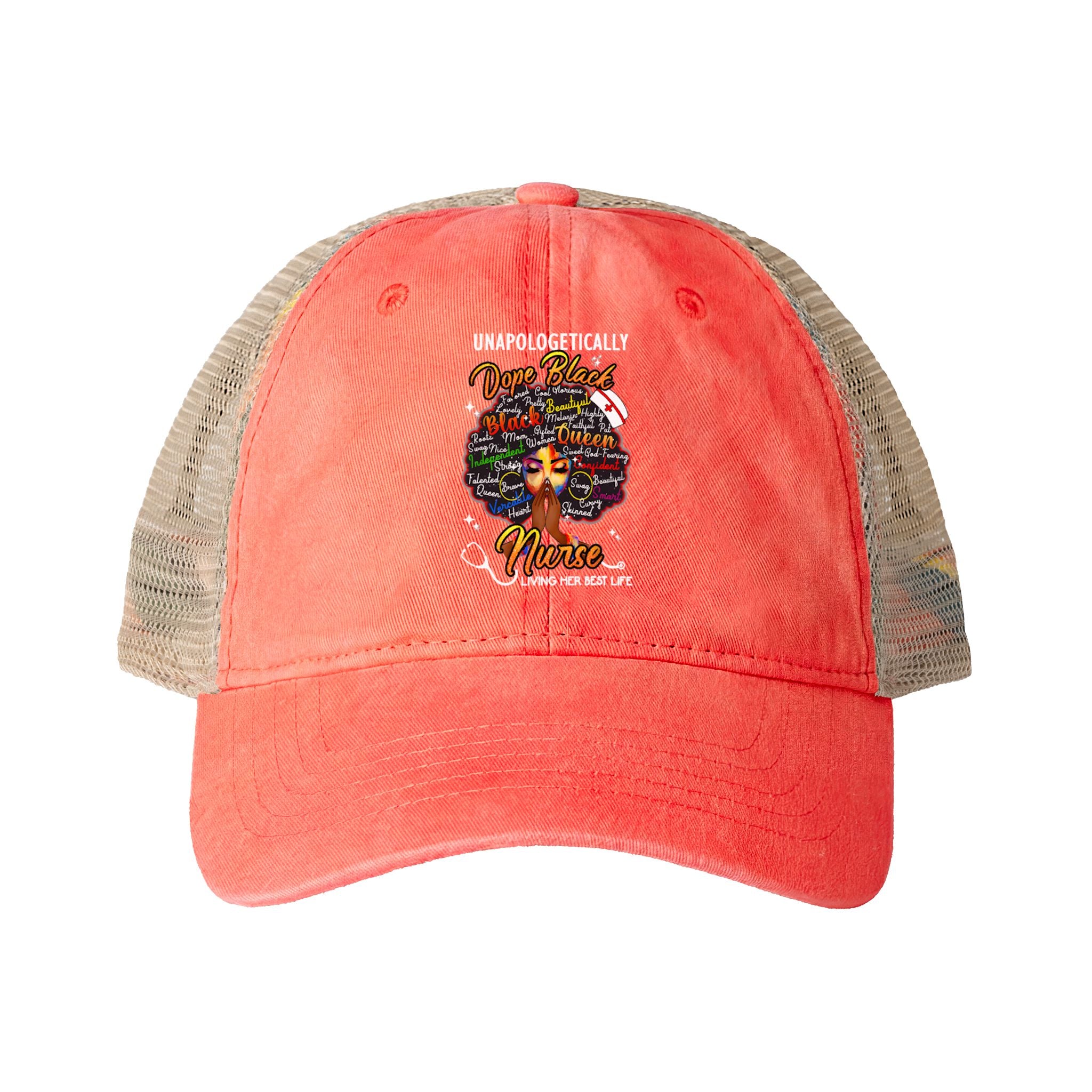 Unapologetically Dope Black Nurse - Washed Mesh-Ponytail Back Cap