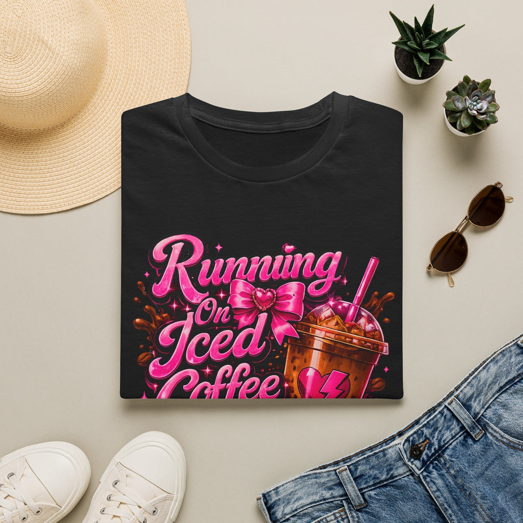 Running on Iced Coffee T-Shirt — Cute Pink Coffee Graphic Tee