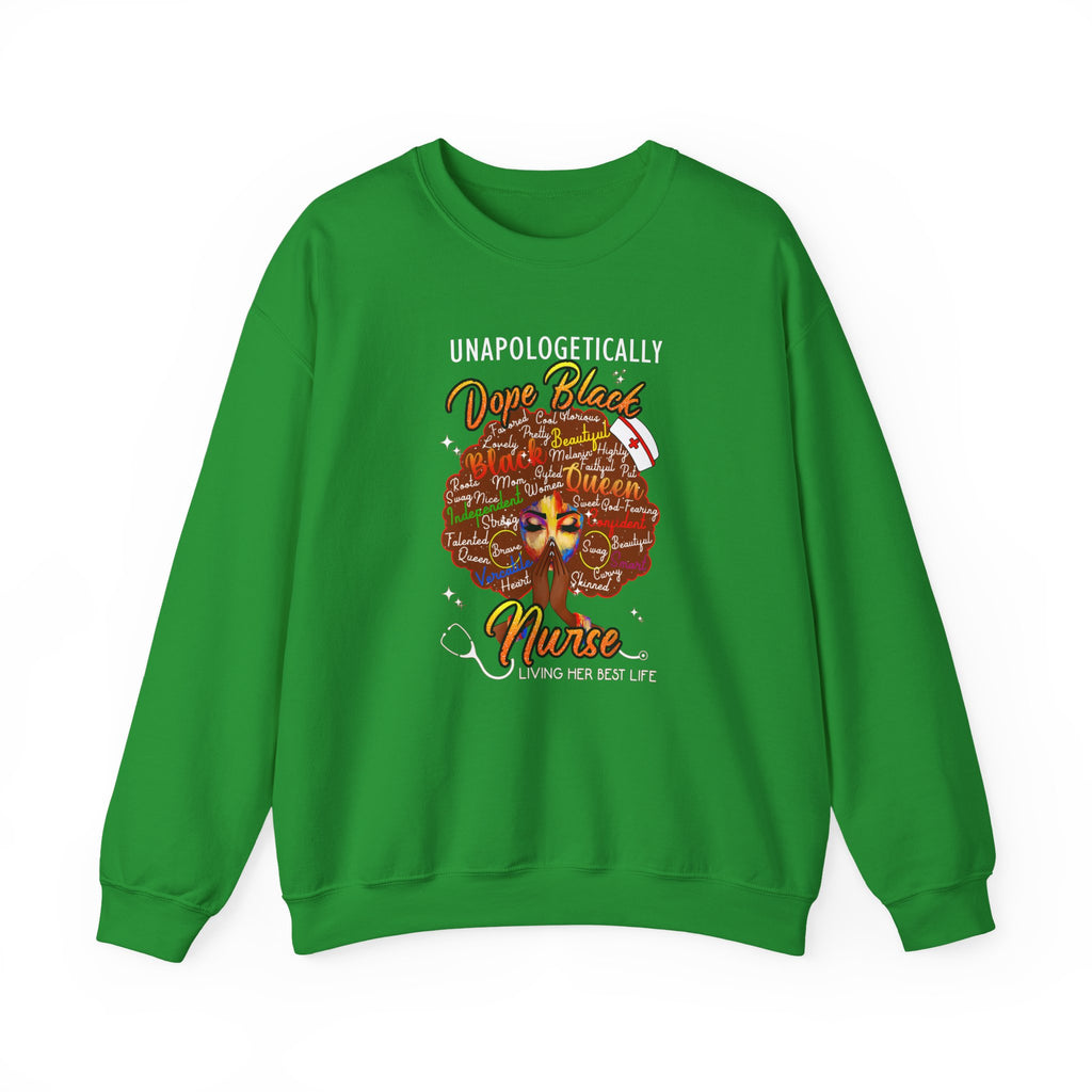 Unapologetically Dope Black Nurse Crewneck Sweatshirt – Brown Afro Nurse Stethoscope Design