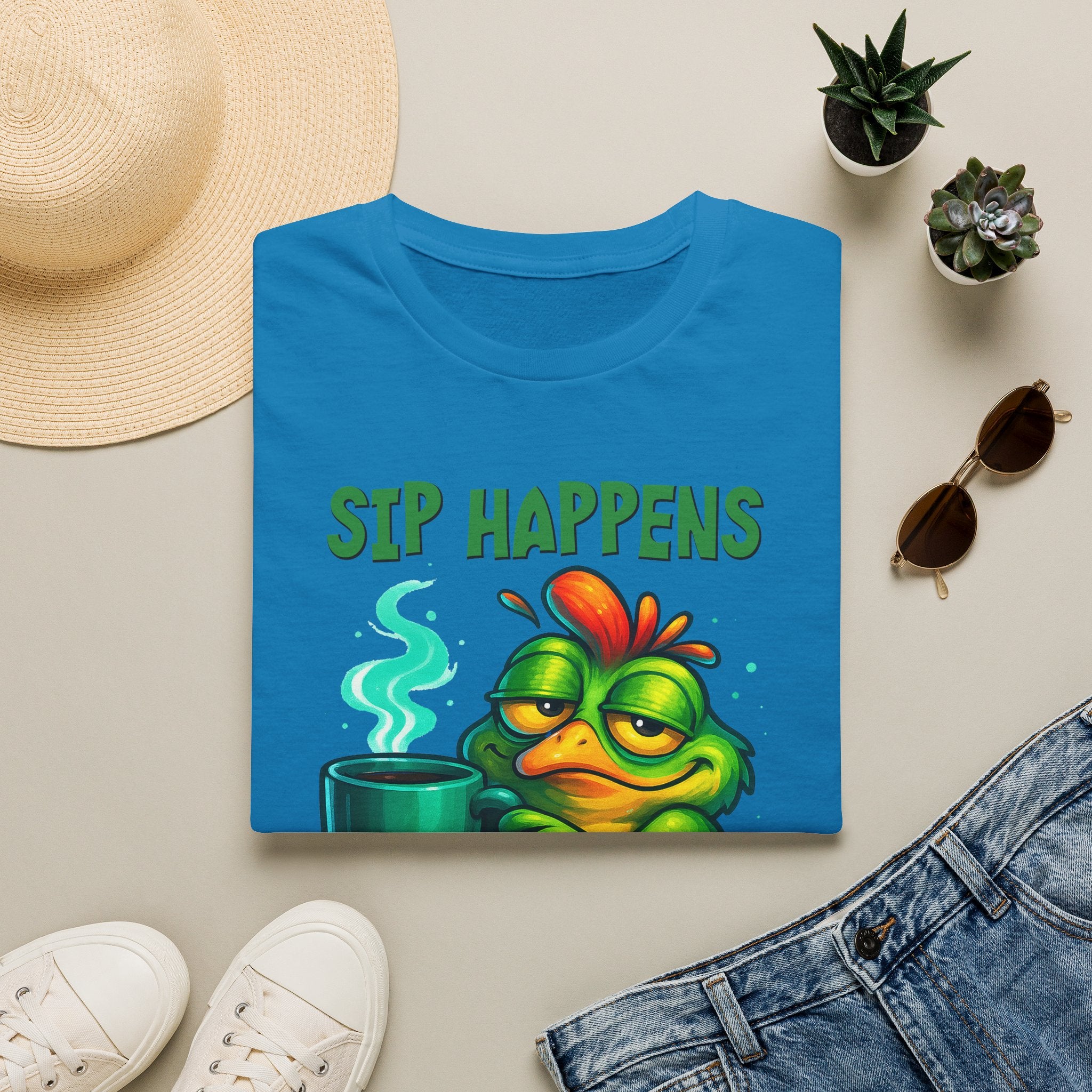 Sip Happens Frog T-Shirt — Funny Coffee Lover Tee