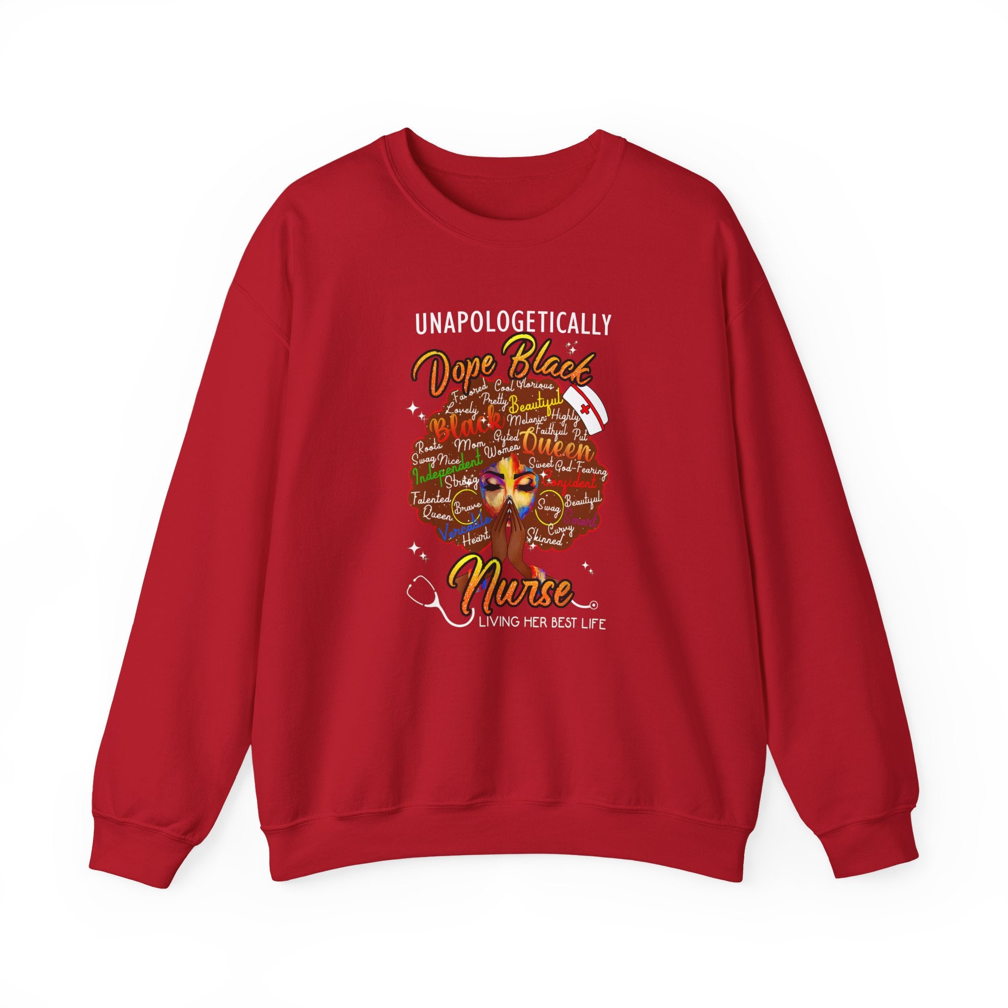 Unapologetically Dope Black Nurse Crewneck Sweatshirt – Brown Afro Nurse Stethoscope Design
