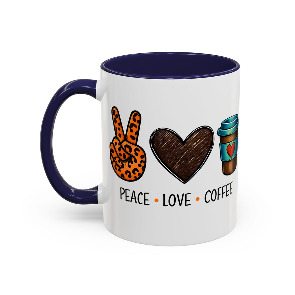 Peace • Love • Coffee Accent Mug — Leopard Peace Sign Coffee Lover Gift
