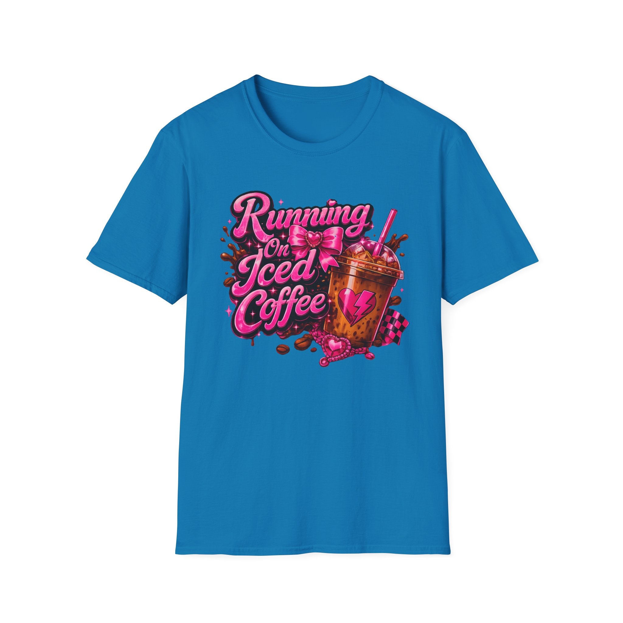 Running on Iced Coffee T-Shirt — Cute Pink Coffee Graphic Tee