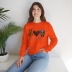 Peace • Love • Coffee Sweatshirt — Cozy Coffee Lover Crewneck