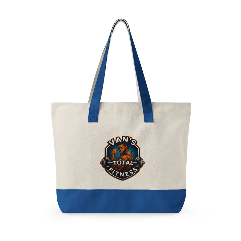 Fitness Logo Canvas Tote Bag — "Van's Total Fitness" Zippered Beach & Gym Tote