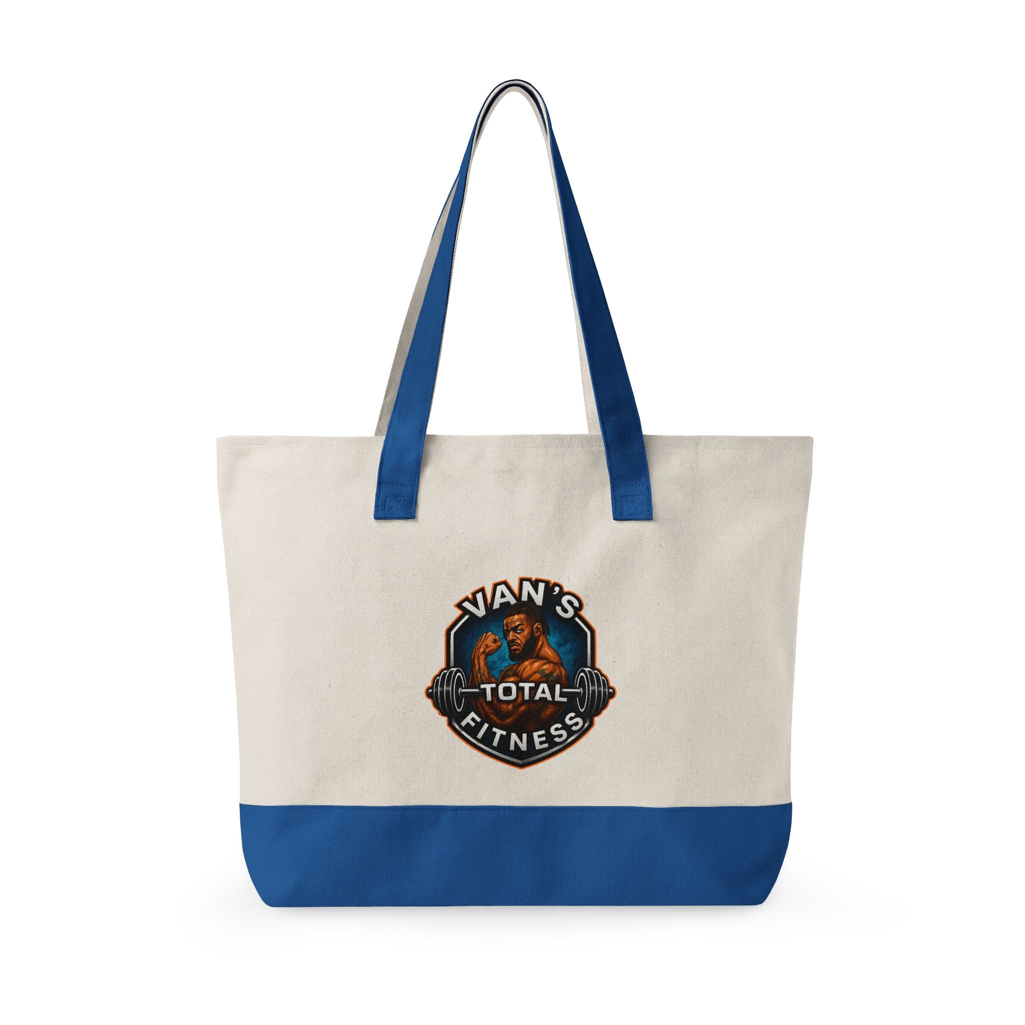 Fitness Logo Canvas Tote Bag — "Van's Total Fitness" Zippered Beach & Gym Tote