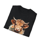 Cow Floral Tee — Cute Highland Cow Graphic T-Shirt