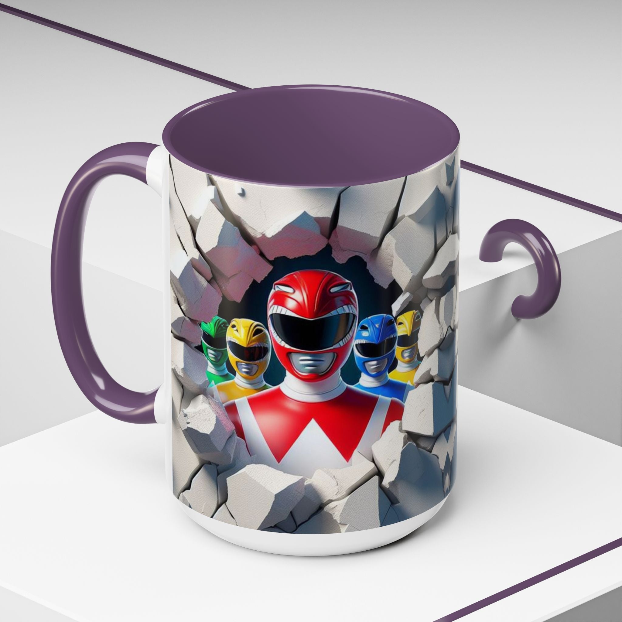 Power Rangers Coffee Mug — Retro Superhero Team Design (11/15 oz)