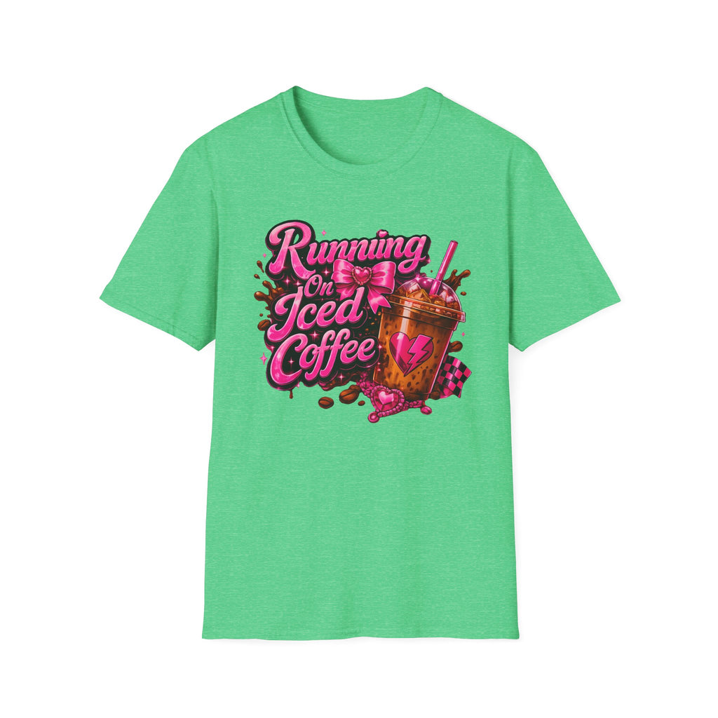 Running on Iced Coffee T-Shirt — Cute Pink Coffee Graphic Tee