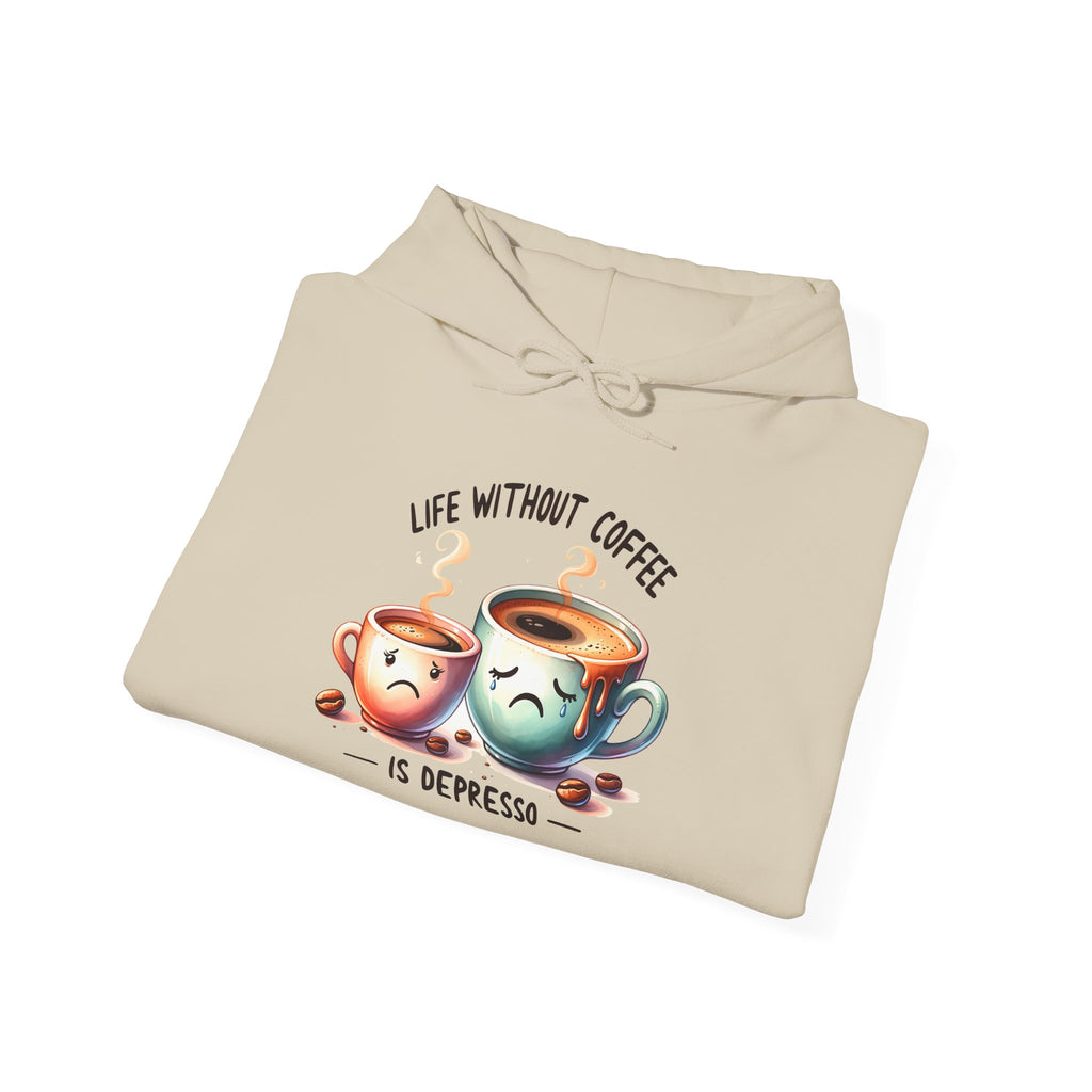 “Life Without Coffee Is Depresso” Cute Cartoon Coffee Hoodie — Coffee Lovers Hoodie