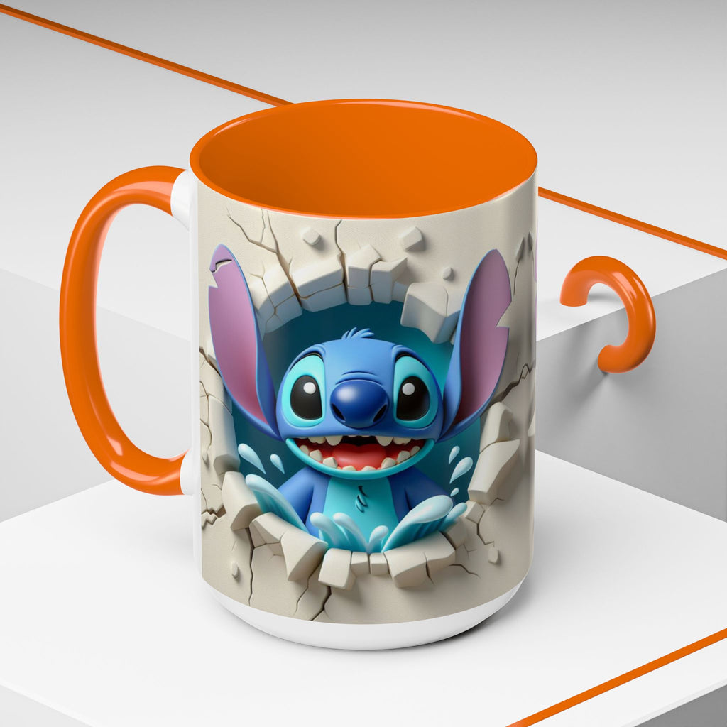 Stitch Peekaboo Accent Coffee Mug – Cute Alien Character 11/15oz