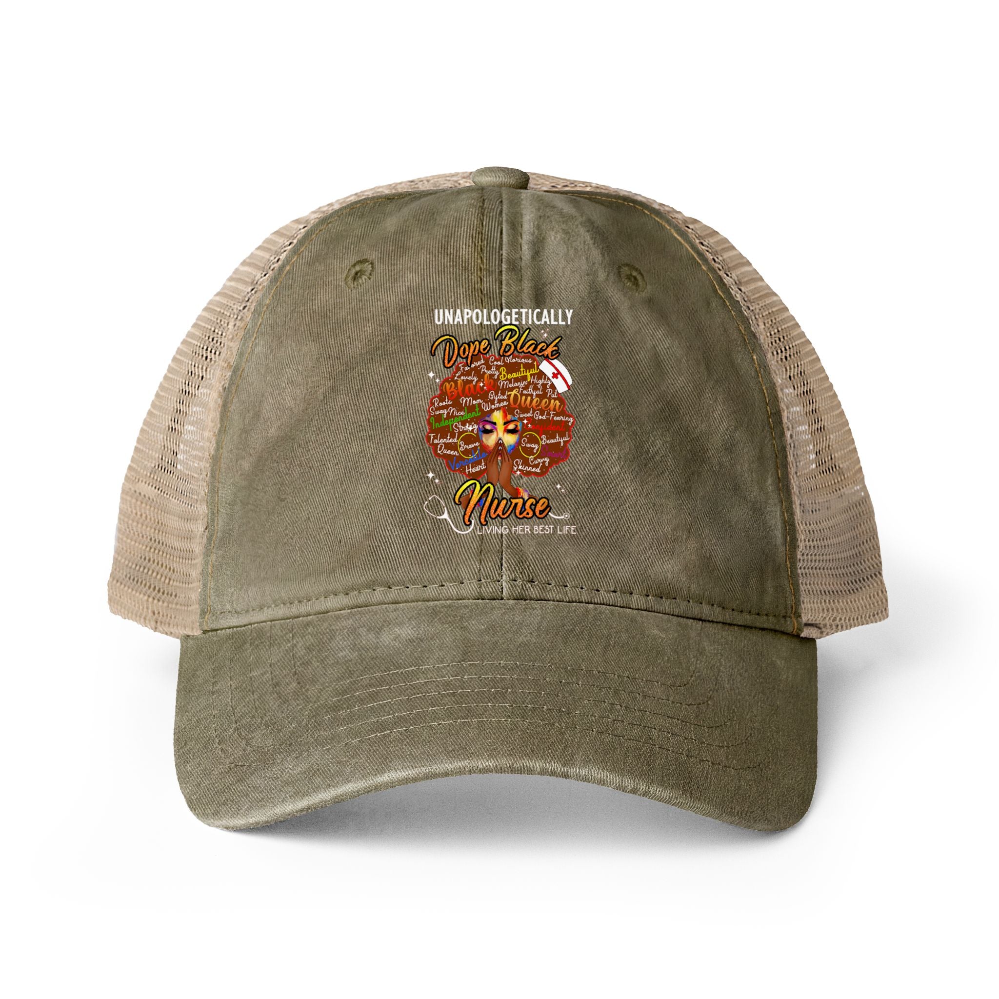 Unapologetically Dope Black Nurse - Women's Washed Mesh-Ponytail Back Cap