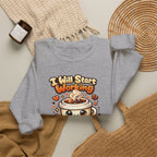 "I Will Start Working When My Coffee Does" Cute Kawaii Crewneck — Coffee Sweatshirt